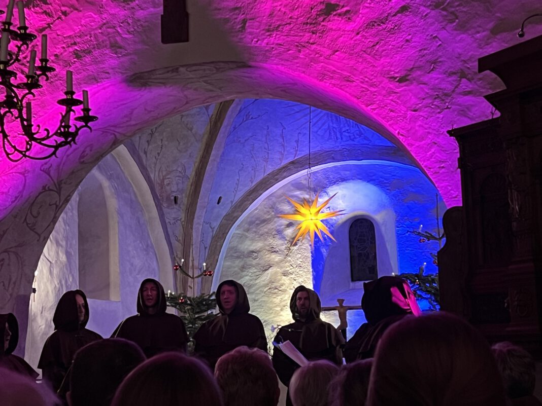Eight singers from Lviv, Ukraine, performing with amazing voices in Överdiek, northern Germany, in an old church.